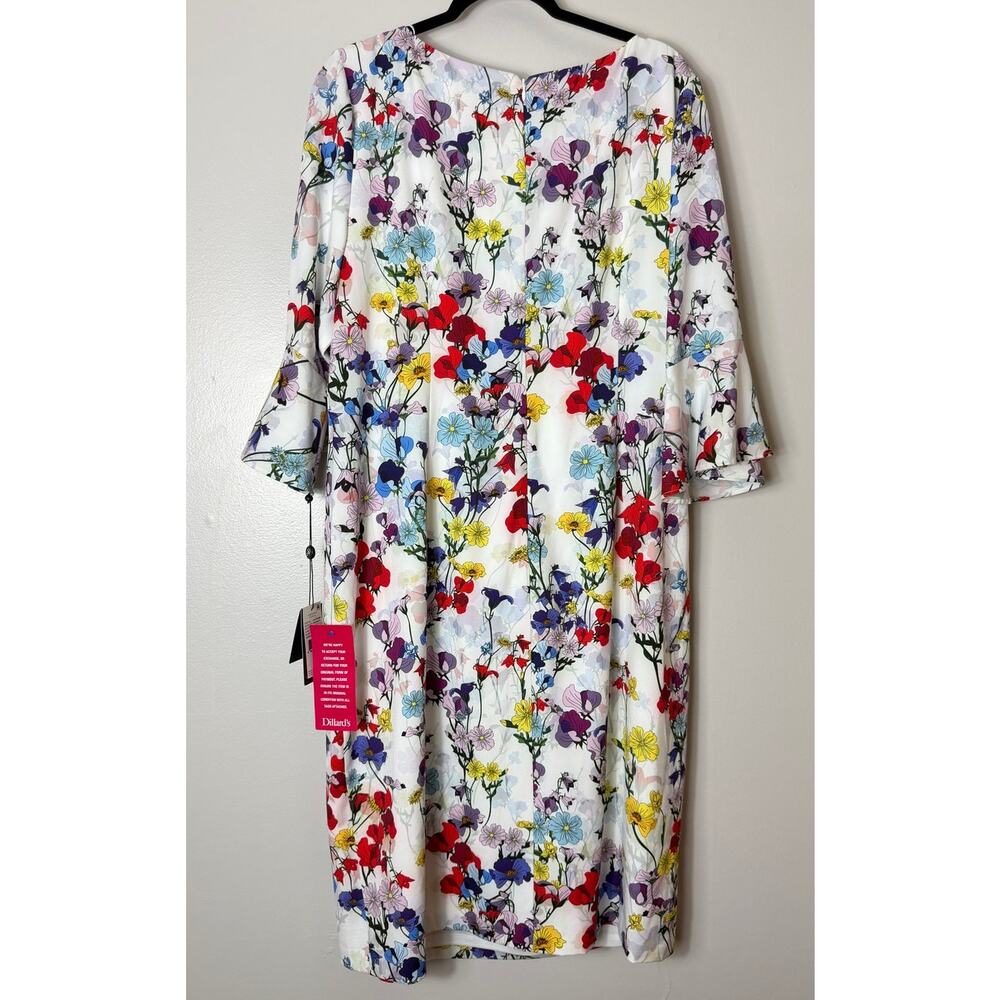 ADRIANNA PAPELL NWT DRESS WEDDING GUEST COCKTAIL SHORT FLORAL GARDEN PARTY PLUS - Picture 3 of 13